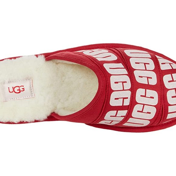 UGG Scuff Graphic Band Red Slipper. Sheepskin. Wool. Size: 10, 12 - Picture 7 of 8